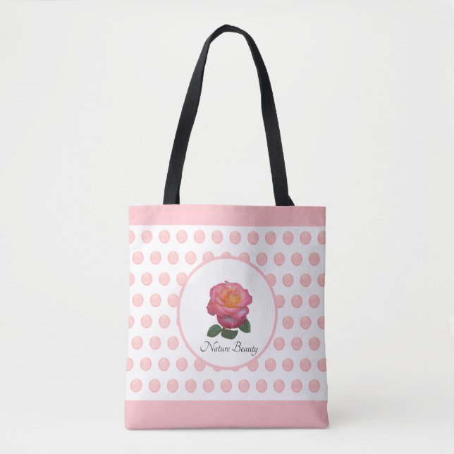 Bolso De Tela Hermosos puntos rosa y polka (Anverso)