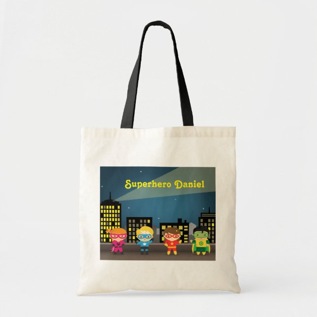 Bolso De Tela Héroe Superlindo Cielo Para Niños (Frente)