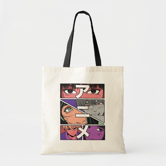 Bolso De Tela Héroes animales y kanji japonés para el anime (Frente)