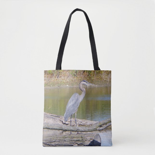 Bolso De Tela Heron azul de dos lados por todo el tote (Anverso)