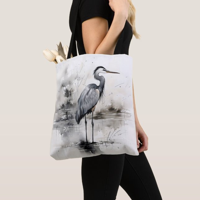 Bolso De Tela Heron de tinta tradicional (Detalle)