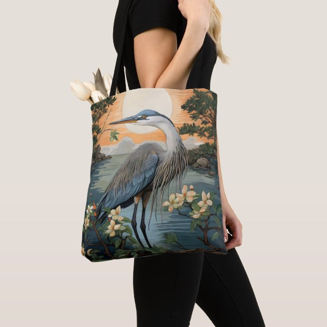 Bolso De Tela Heron en estanque (Detalle)