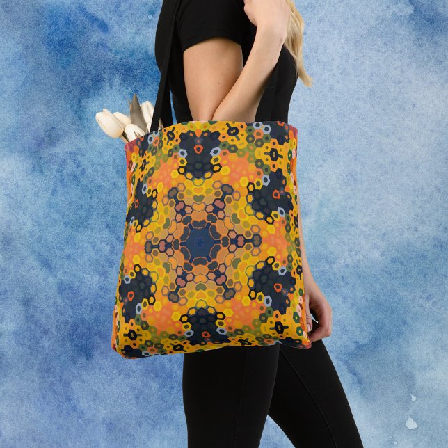 Bolso De Tela Hex Mandala Amarillo y Naranja (Subido por el creador)