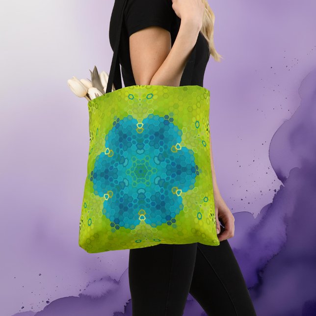 Bolso De Tela Hex Mandala Verde y Azul (Subido por el creador)