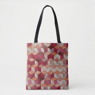 Bolso De Tela Hexagones bordados: Impresión de arte bohemio.