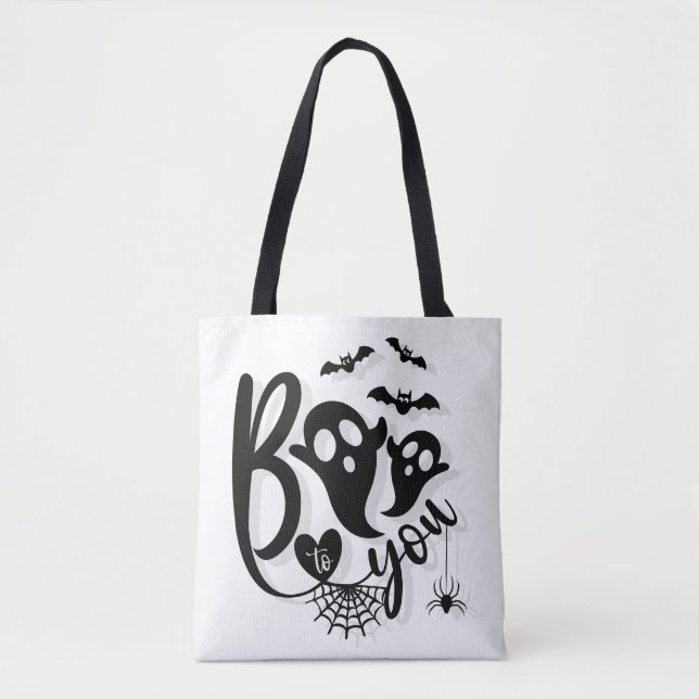 Bolso De Tela Hey Boo Simple Halloween (Anverso)