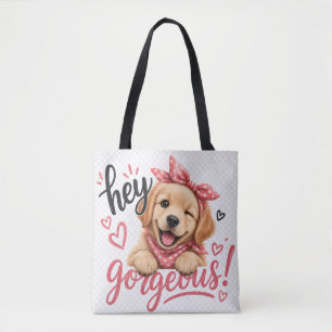Bolso De Tela Hey Hermoso Diseño de Perro Lindo