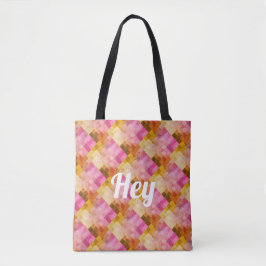 Bolso De Tela Hey Patrón geométrico de acuarela rosa