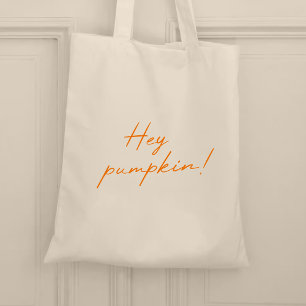 Bolso De Tela Hey Pumpkin Halloween Naranja quemado manuscrito