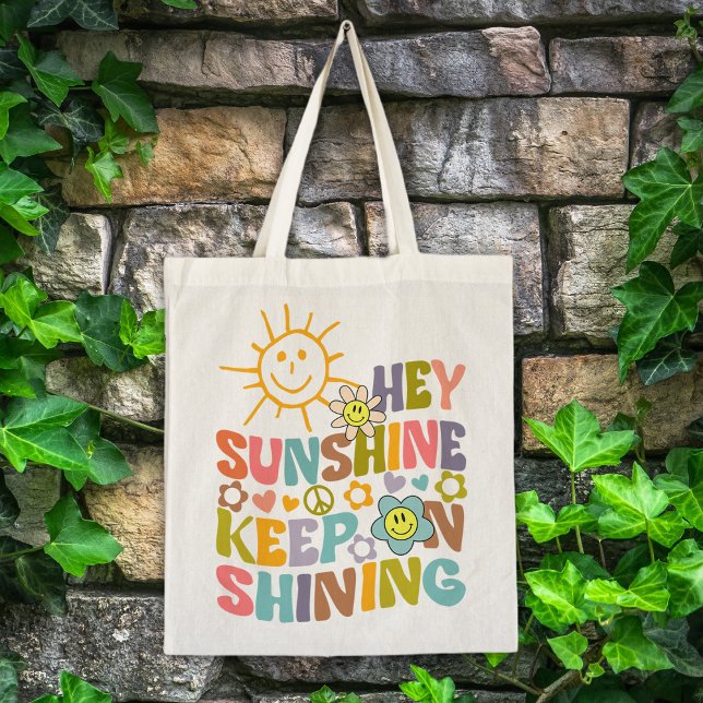 Bolso De Tela Hey Sunshine, Flores de moda Retro Vegan (Subido por el creador)