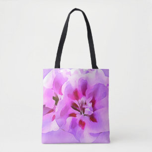 Bolso De Tela Hibisco de acuarela violeta rosa