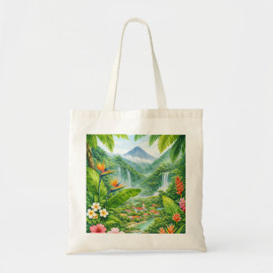 Bolso De Tela Hibisco de cascada tropical de la isla de la Reuni