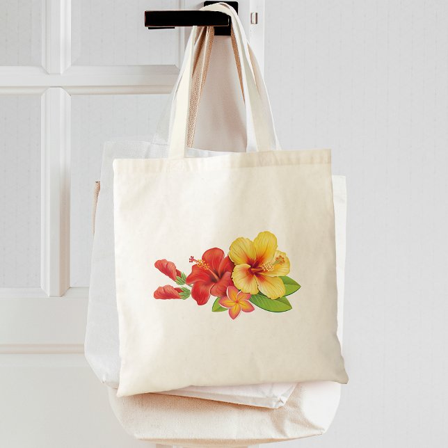 Bolso De Tela Hibisco Floral Tropical (Hibiscus Tropical Floral Tote Bag)