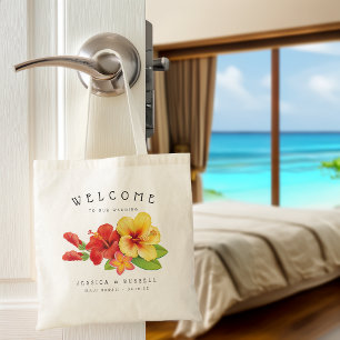 Bolso De Tela Hibisco Floral Tropical Bienvenida Boda