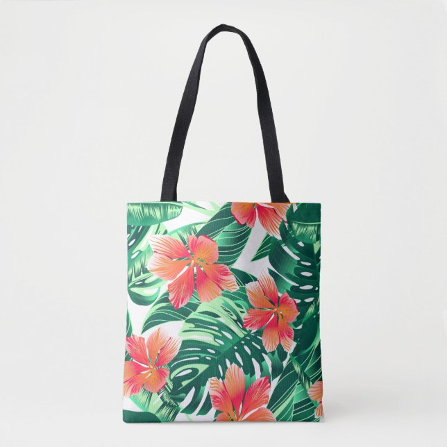 Bolso De Tela hibisco naranja tropical (Anverso)