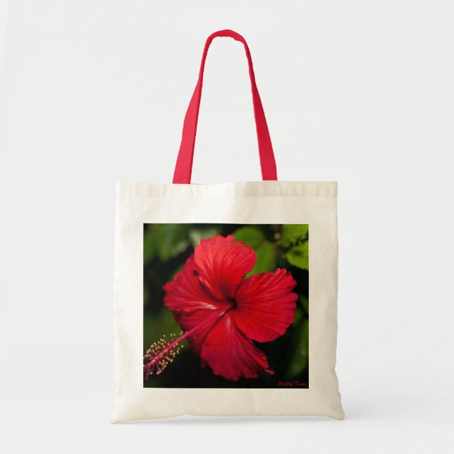 Bolso De Tela Hibisco rojo brillante (Frente)
