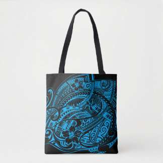 Bolso De Tela HIBISCO TRIBAL POLINESIANO LtBlue
