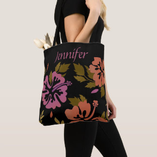 Bolso De Tela Hibiscus Flowers Nombre de melocotón rosa de diseñ