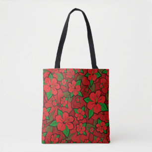 Bolso De Tela Hibiscus Flowers Red