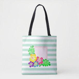 Bolso De Tela Hibiscus moderno a rayas, Hawaii - Personalizado