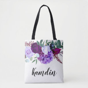 Bolso De Tela Híbiscus personalizado en blanco para la lavadora
