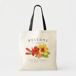 Bolso De Tela Hibiscus Tropical Floral Welcome Boda