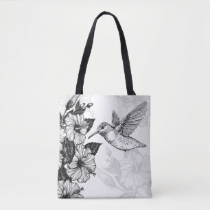 Bolso De Tela Hibiscus y colibrí