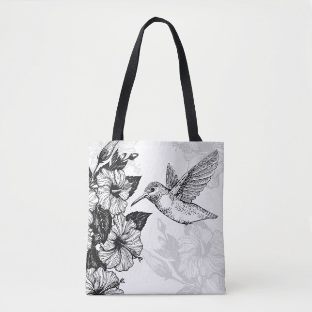 Bolso De Tela Hibiscus y colibrí (Anverso)
