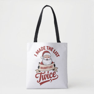 Bolso De Tela Hice la lista dos veces Santa travieso de Navidad