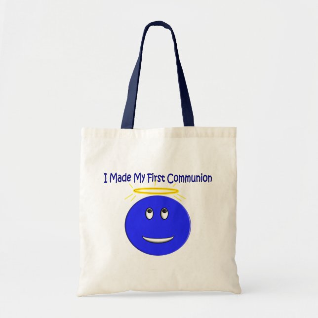Bolso De Tela Hice mi primer azul de la comunión (Frente)