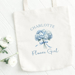 Bolso De Tela Hidrangea azul personalizada Bow Flor Floral Niña
