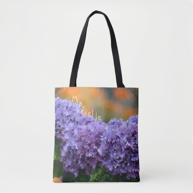 Bolso De Tela Hidrangea Impresionista Personalizada (Anverso)