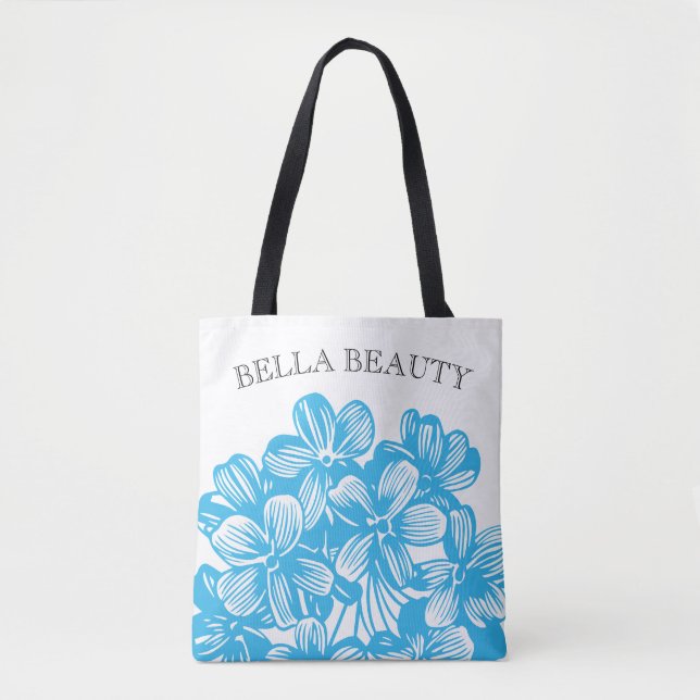 Bolso De Tela Hidrangea personalizar Azul Blossoms de flores (Anverso)