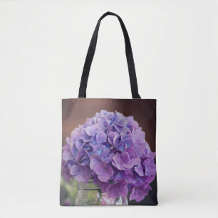 Bolso De Tela Hidrangea púrpura en Mason Jar Photography