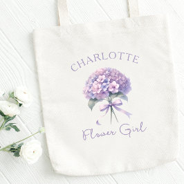 Bolso De Tela Hidrangea púrpura personalizada Bow Flower Girl