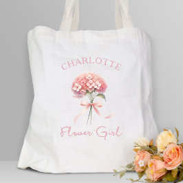 Bolso De Tela Hidrangea rosa personalizada Bow Flor Floral Chica