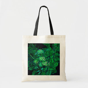 Bolso De Tela Hidrangea y el arte floral hembra negro y verde