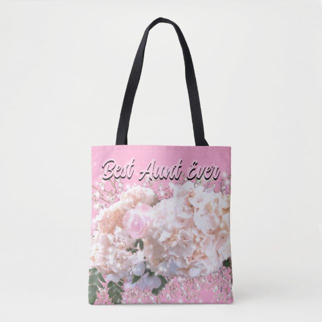Bolso De Tela Hidrángulos de encaje blanco románticos rosas rosa (Anverso)