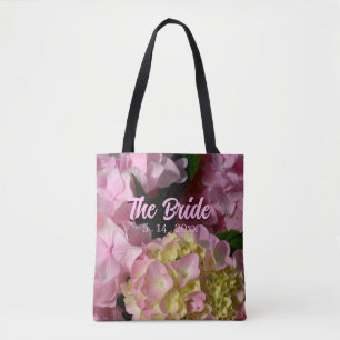 Bolso De Tela Hidrángulos rosas y crema como novia