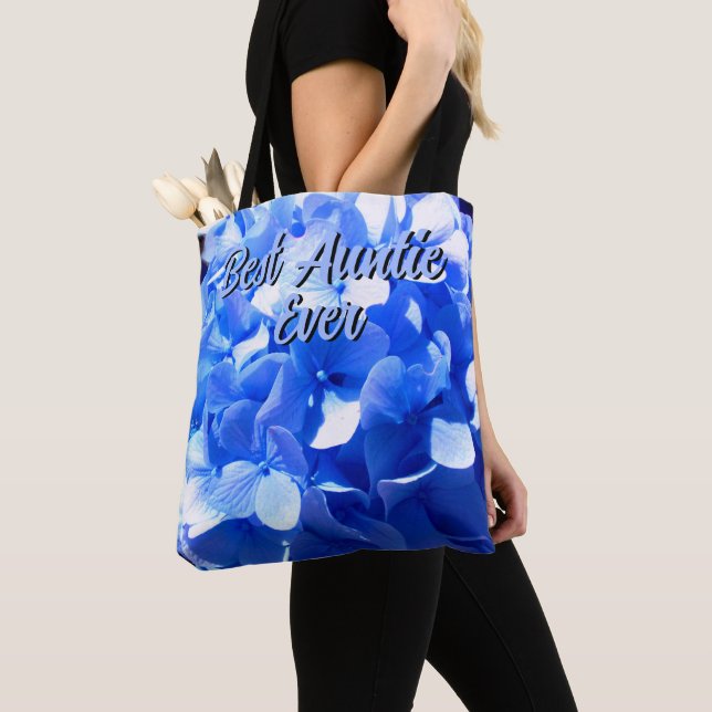 Bolso De Tela Hidrenajes azules florales de cobalto elegantes az (Detalle)