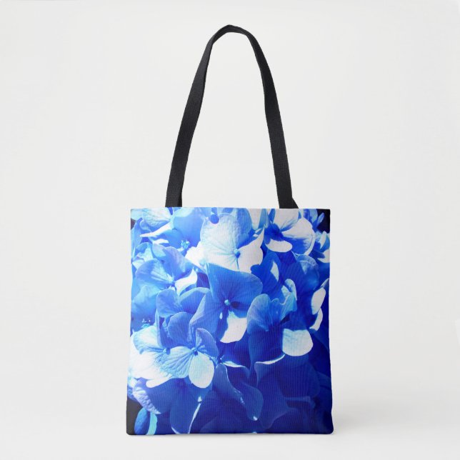 Bolso De Tela Hidrenajes azules florales de cobalto elegantes az (Anverso)