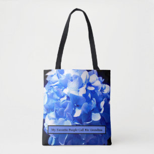 Bolso De Tela Hidrenajes azules florales de cobalto elegantes az