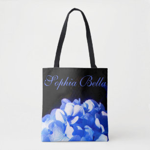 Bolso De Tela Hidrenajes azules florales de cobalto elegantes az