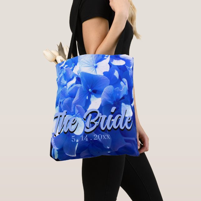 Bolso De Tela Hidrenajes azules florales de cobalto elegantes az (Detalle)