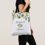 Bolso De Tela Hídrica Floral Verde y Blanca<br><div class="desc">Bolsa de toallas de la dama de honor de color verde y blanco</div>