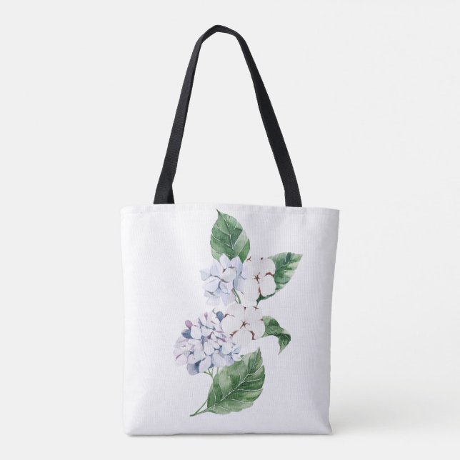 Bolso De Tela HIDROANGEA de primavera con carta personalizable (Reverso)