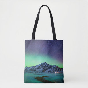 Bolso De Tela Hielo y nieve   Aurora Borealis Vía Láctea Islandi