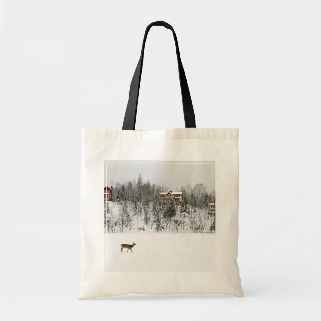 Bolso De Tela Hielo y nieve | Venado en Quebec de nieve, Canadá (Frente)