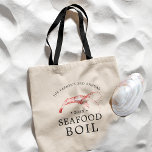 Bolso De Tela Hierba de camarón/marisco| Fiesta Temático Del Mar<br><div class="desc">El regalo personalizado de la bolsa de gambas rosadas favorece su próximo evento de hierba de gambas o marisco.  Cuenta con un ilustracion de un camarón rosa con un estilo acuático. En los alrededores hay lugares para su información única de eventos.</div>