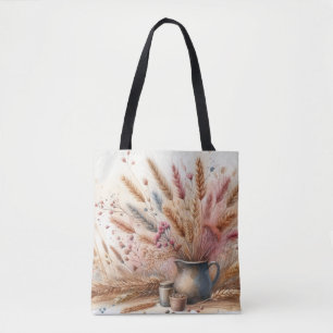 Bolso De Tela Hierba de Pampas Floral Boho Moderno para Otoño